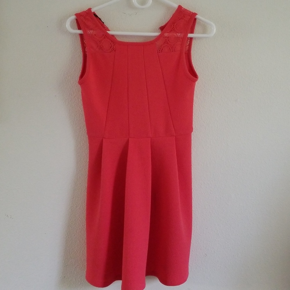 Coral Flowy Knee length dress